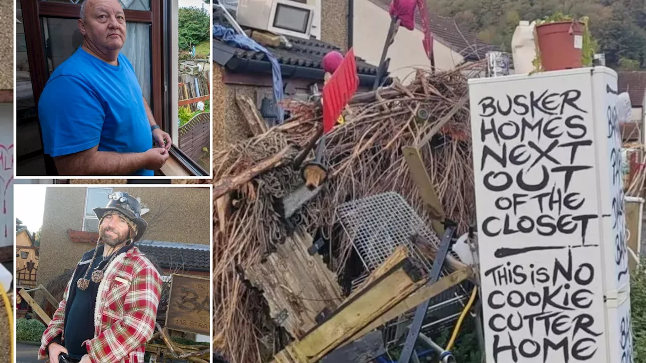 My ‘nightmare’ neighbour hangs his UNDERWEAR on top of ‘eyesore’ pile of rubbish on front garden