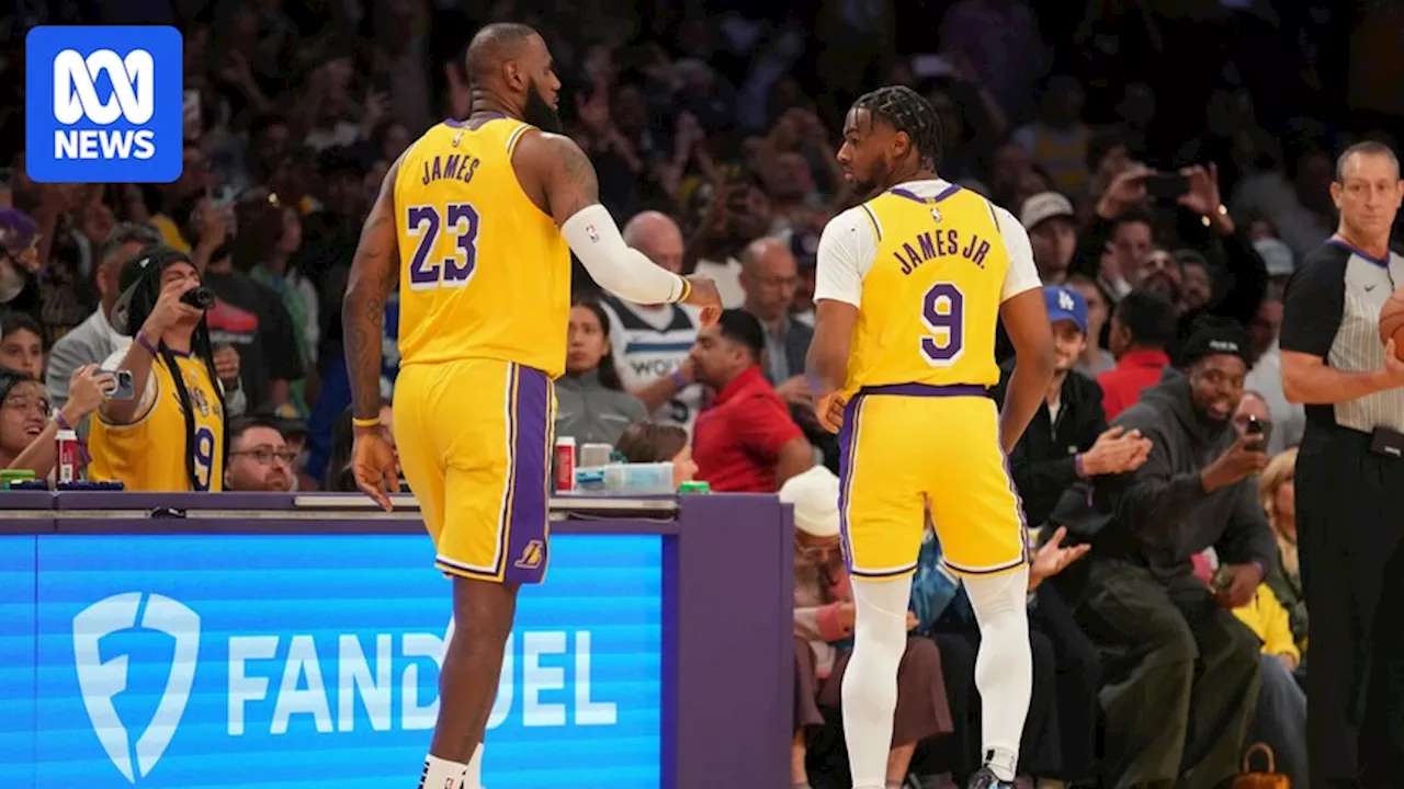 LeBron and Bronny James become NBA's first father-son teammates in LA Lakers' season opener