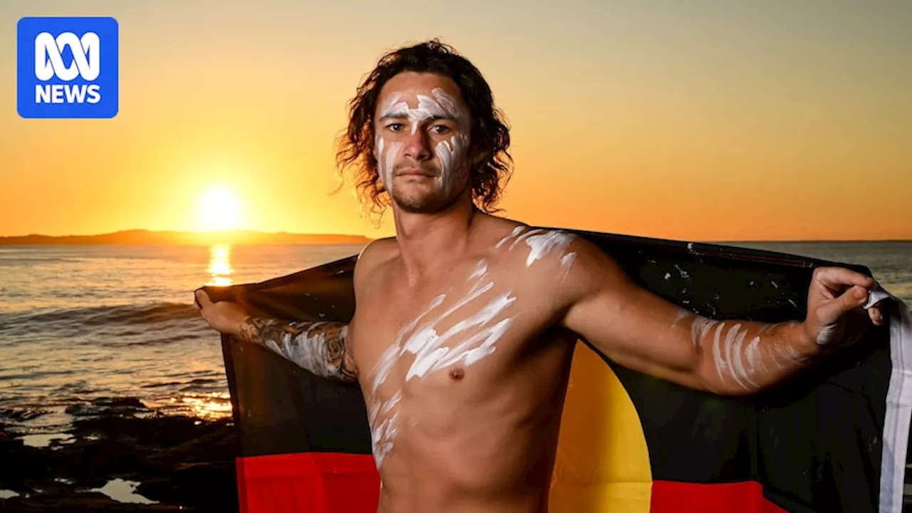 Why footy star Nicho Hynes has teamed up with Archibald Prize winner Blak Douglas to tell his story about growing up Aboriginal