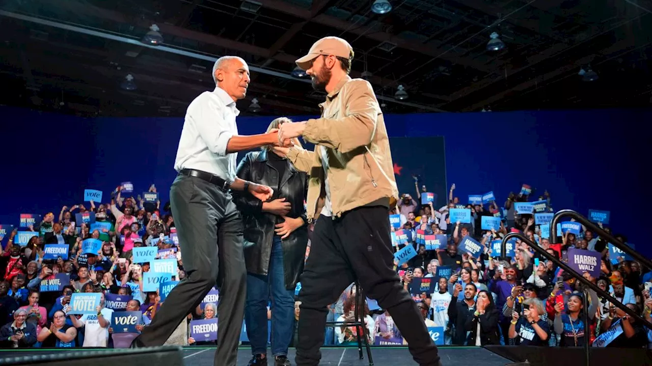 Obama und Eminem im Wahlkampf: Einer von beiden rappt gleich (und es ist nicht, wer Sie glauben)