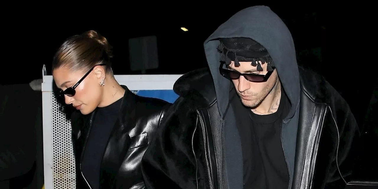 Hailey and Justin Bieber Coordinate in Stealthy Matrix-esque Fits for a Night Out