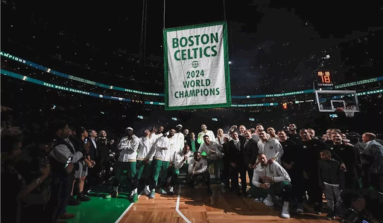 Boston Celtics Kibarkan Banner Juara NBA ke-18 di TD Garden