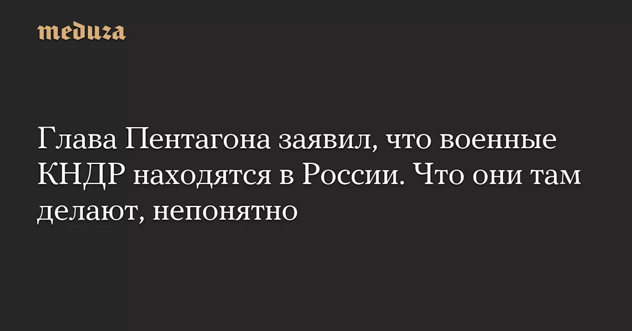 Глава Пентагона заявил, что военные КНДР находятся в России. Что они там делают, непонятно — Meduza