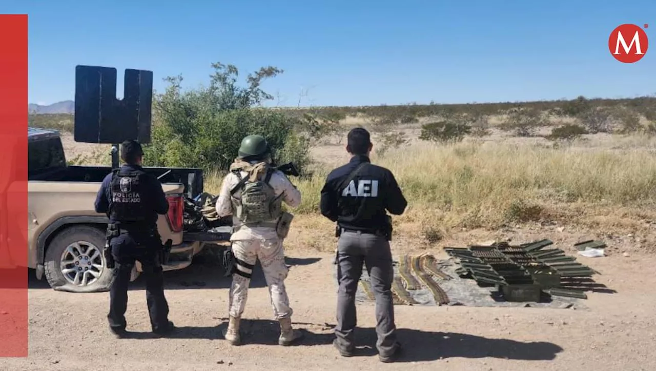 Aseguran arsenal de alto calibre y tres vehículos blindados en Ojinaga, Chihuahua