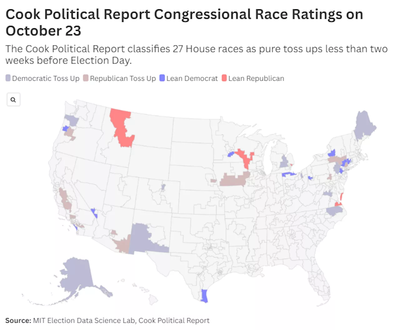 Map Shows House Seats Most Likely To Flip in Congressional Elections