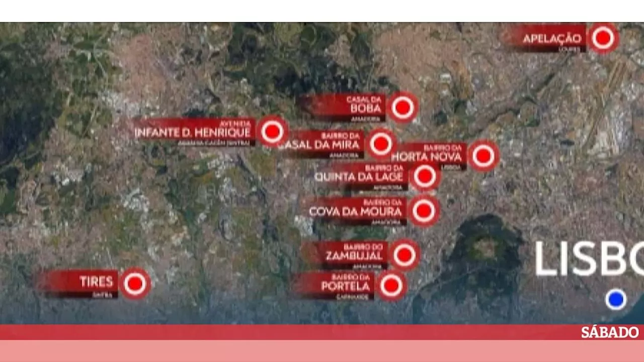 O mapa dos locais onde houve violência na Grande Lisboa na última noite