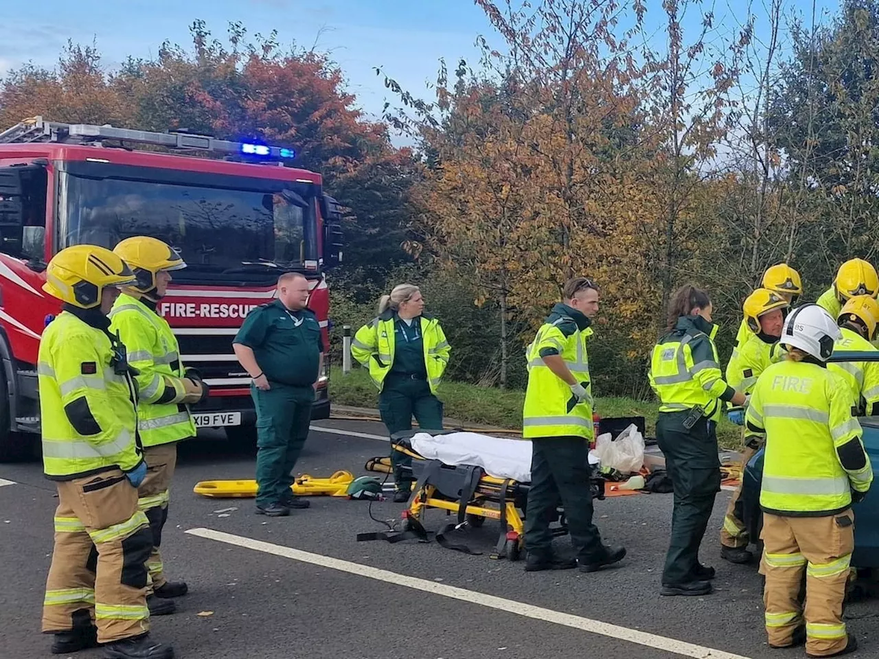 A5 reopens after multi-vehicle collision that saw woman cut free from car