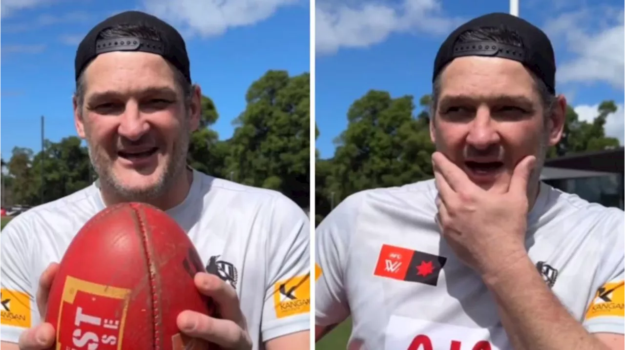 AFL great Brendan Fevola makes surprise appearance at Collingwood AFLW training