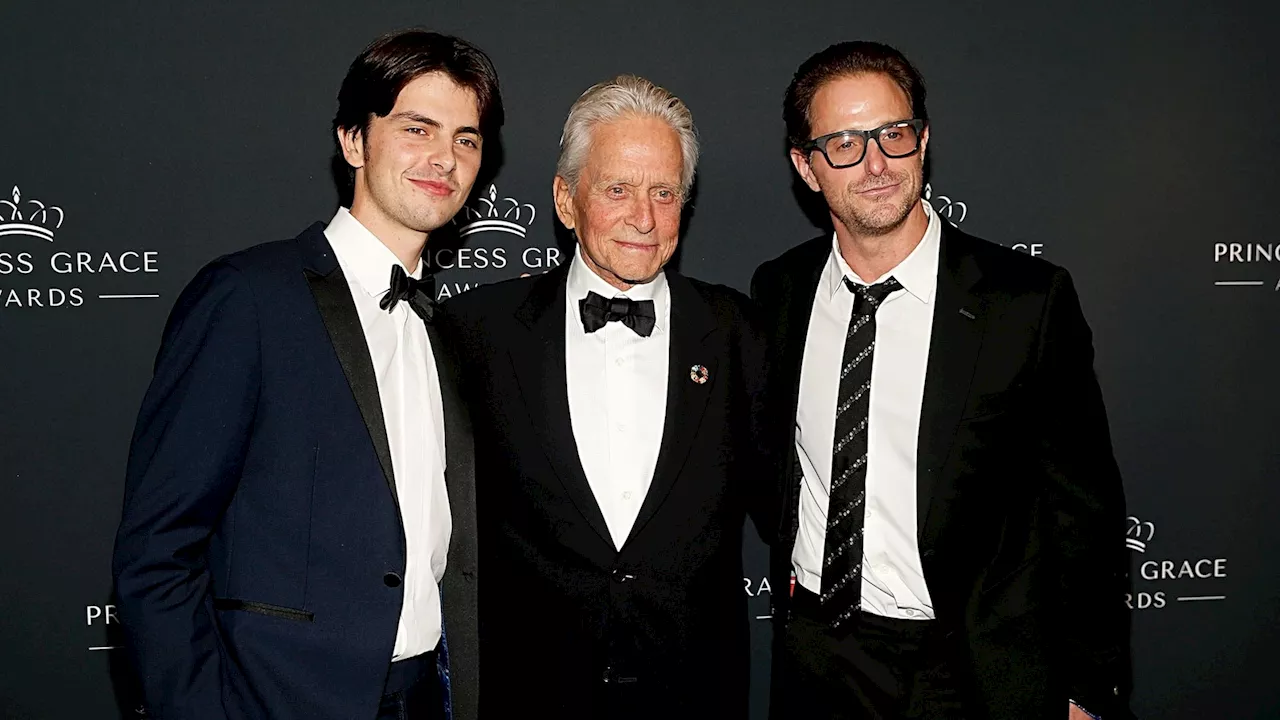 Michael Douglas has boys night out with sons Cameron and Dylan: Photos