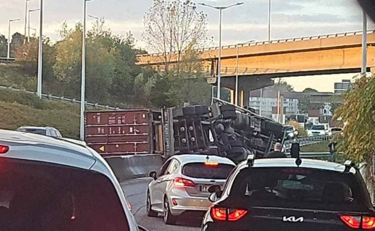 Camion couché près du Havre : 400 litres de gasoil déversés et la route coupée