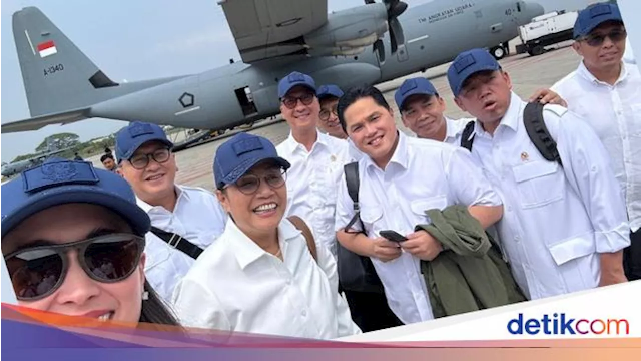 Berkemeja Putih-Topi Biru, Bahlil hingga Sri Mulyani Berangkat ke Lembah Tidar