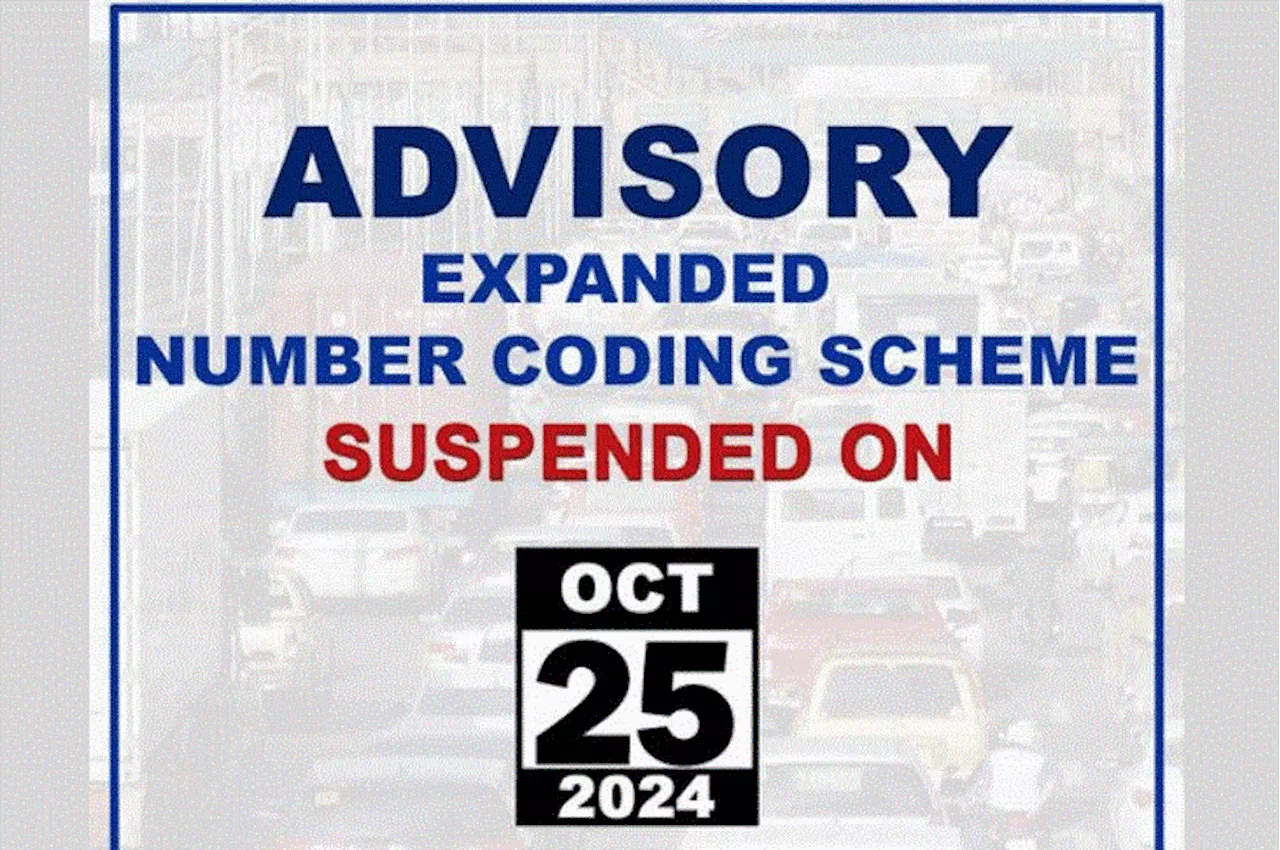 Number coding suspended on Oct. 25 due to Kristine