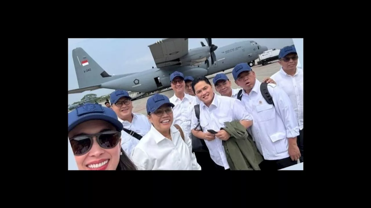 Menteri dan Wamen Naik Hercules dan Boeing TNI AU Menuju Magelang