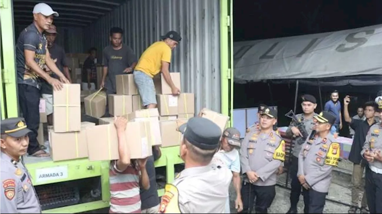 Kapolres Rohul Monitoring Kedatangan Logistik Pilkada di Gudang KPU