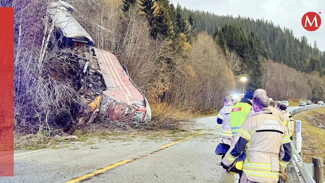 Descarrila tren en Noruega por deslave de rocas; hay un muerto y 4 heridos