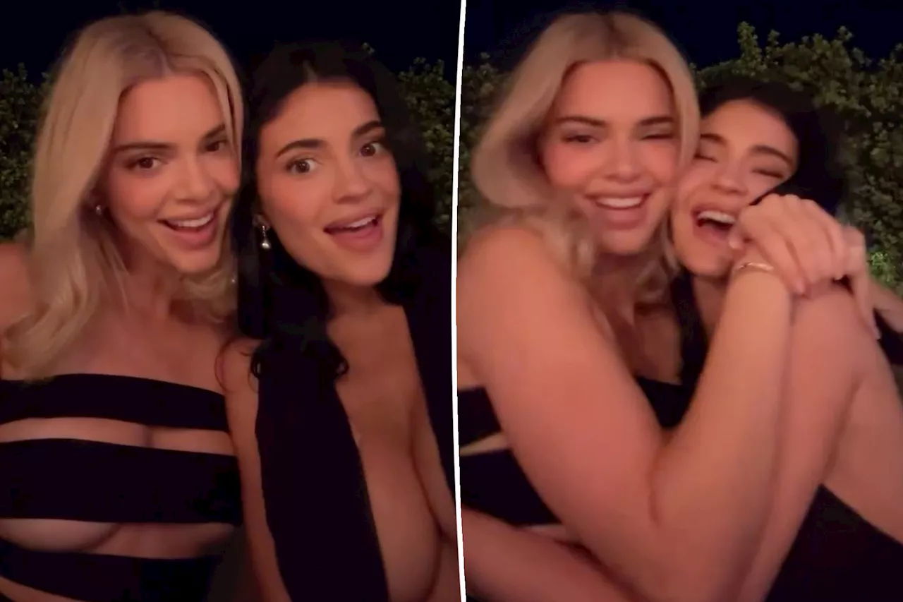 Kendall and Kylie Jenner twin in risqué black looks for Hailey Bieber's Rhode dinner