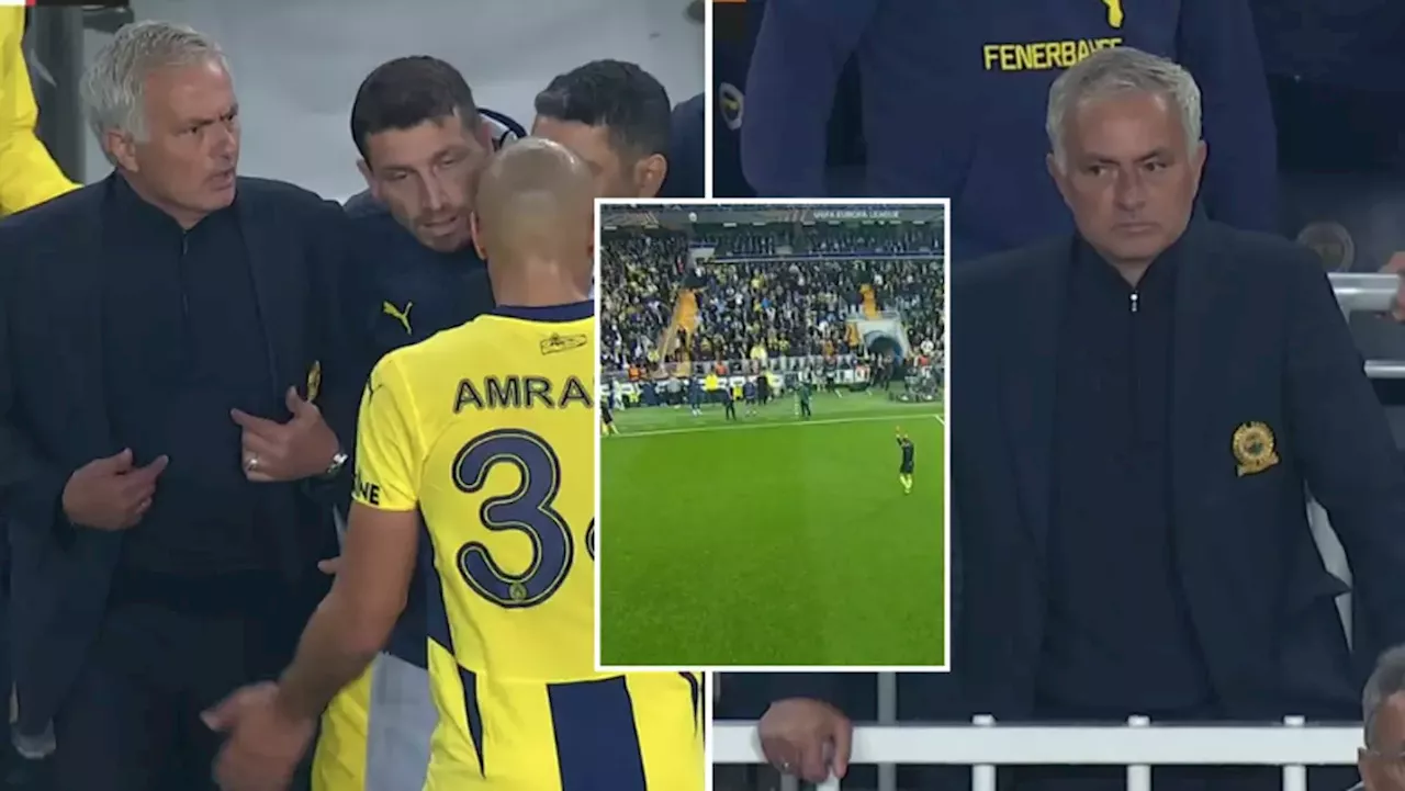 Jose Mourinho SENT OFF vs Man Utd as Fenerbahce clash descends into chaos on the touchline