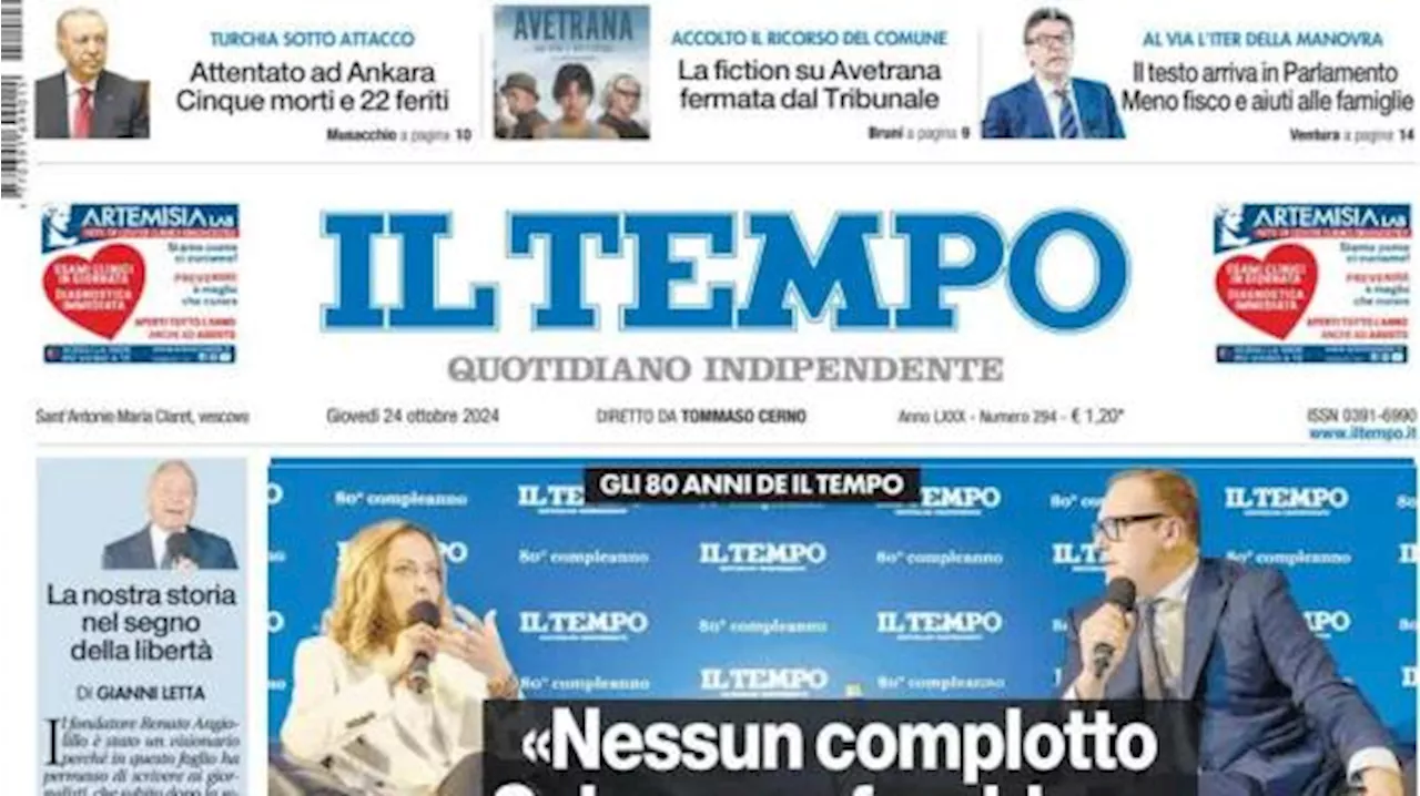 Il Tempo in prima pagina: 'Dinamo Kiev ospite della Roma, Lazio in casa del Twente'