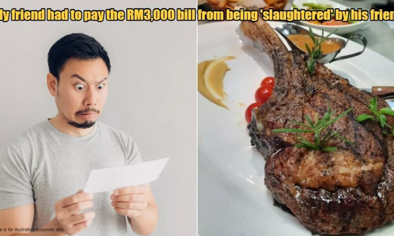 M'sian Man Forced to Foot RM3k Bill After Friends Made Him Belanja Wagyu Tomahawk Steak