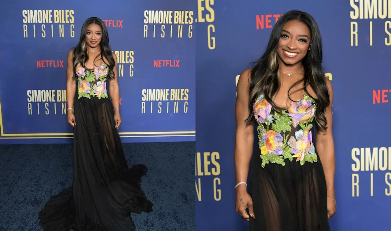 Simone Biles Marries Flower Power With Sheer Details in Galia Lahav Dress for Netflix’s ‘Simone Biles Rising: Part 2’ Documentary Premiere