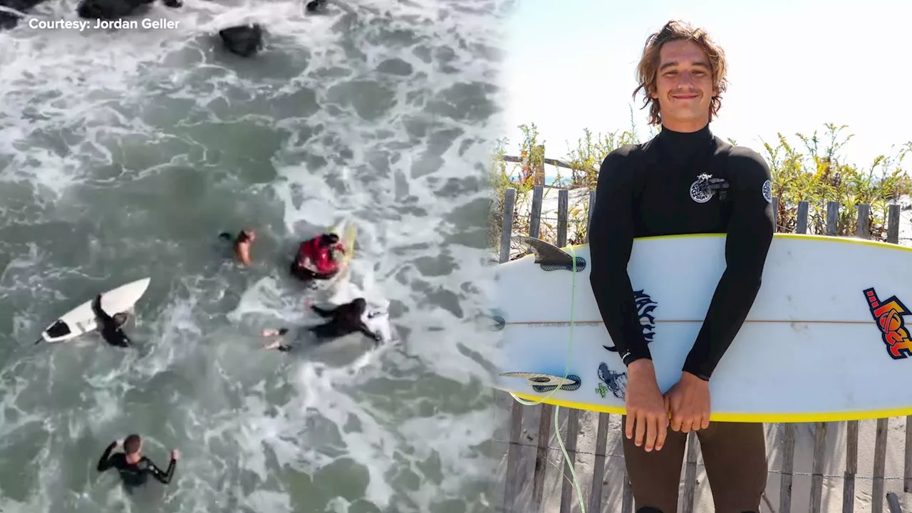 Surfers rush to the rescue of fishermen knocked off jetty in Avalon, New Jersey