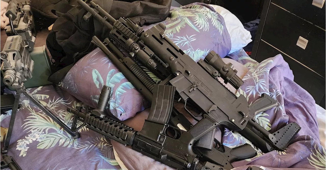 Semi-automatic rifles, shotguns and drugs found in raid on Gold Coast homes