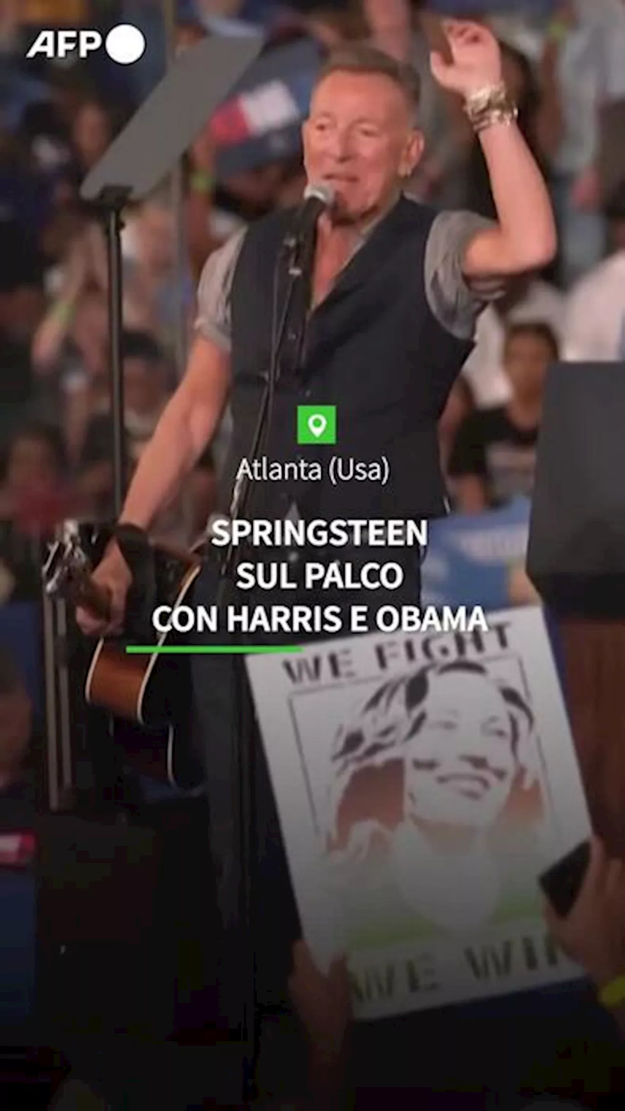 Bruce Springsteen sul palco di Atlanta con Harris e Obama