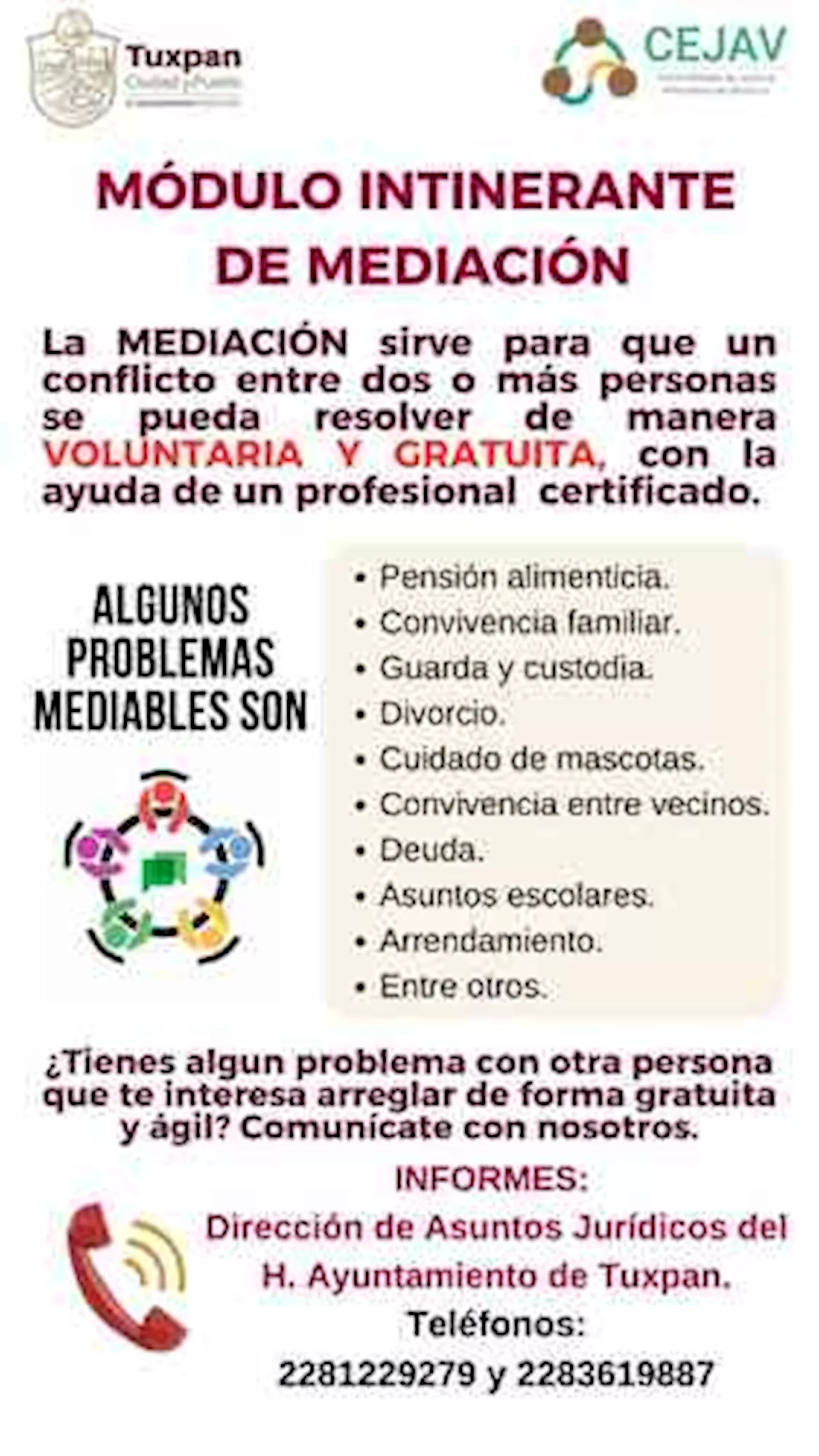 Ofrecen medios alternativos de solución de conflictos, a través del CEJAV, en Tuxpan