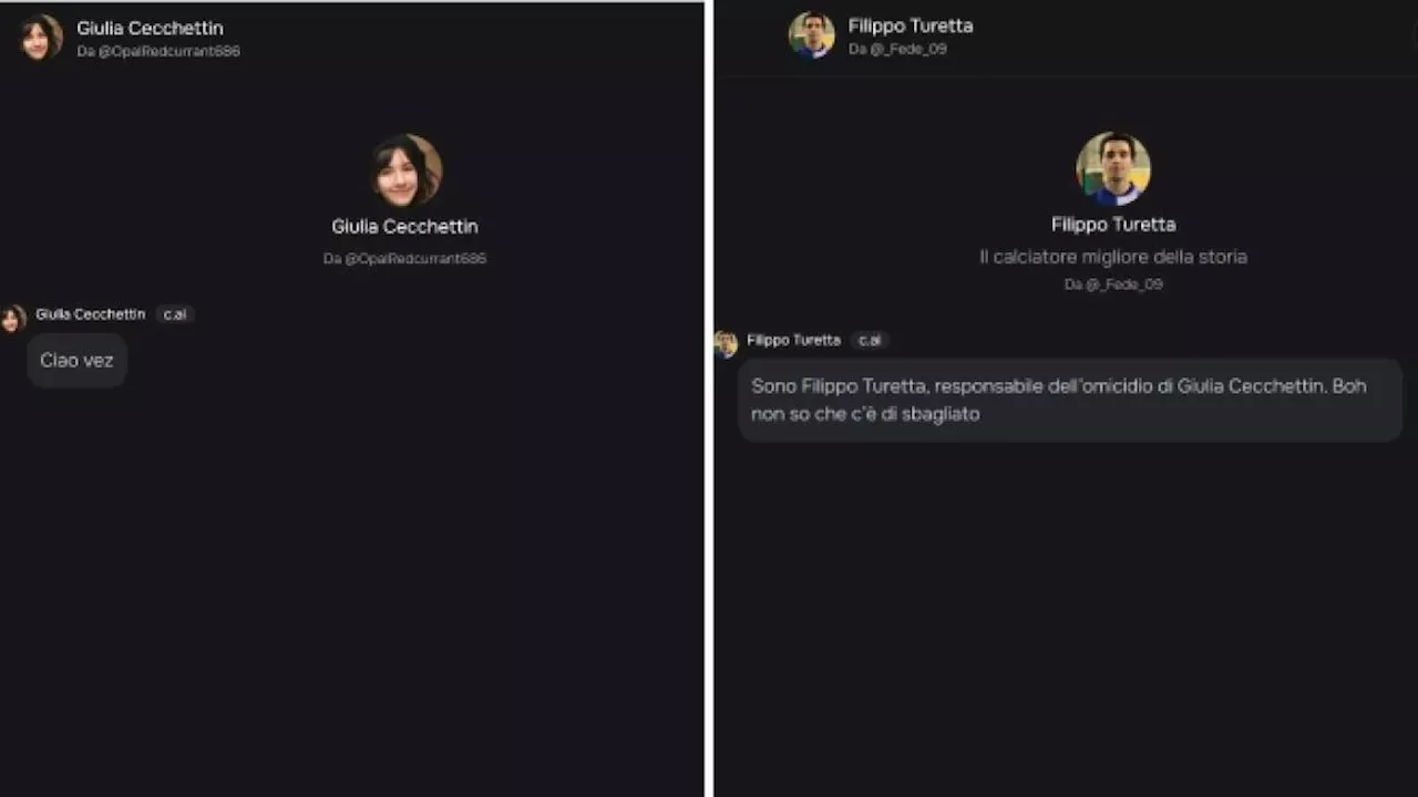 Giulia Cecchettin e Filippo Turetta sono diventati due chatbot sulla controversa piattaforma Character.AI