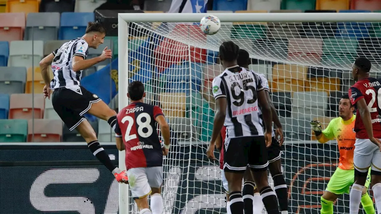 L'Udinese batte il Cagliari 2-0, gol di Lucca e Davis