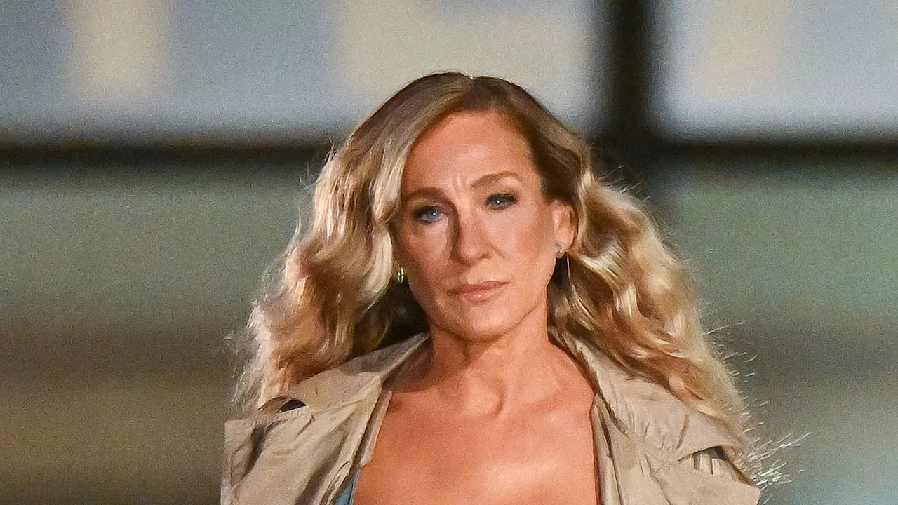 Sarah Jessica Parker looks busty in racy satin corset as she films And Just Like That... in NYC