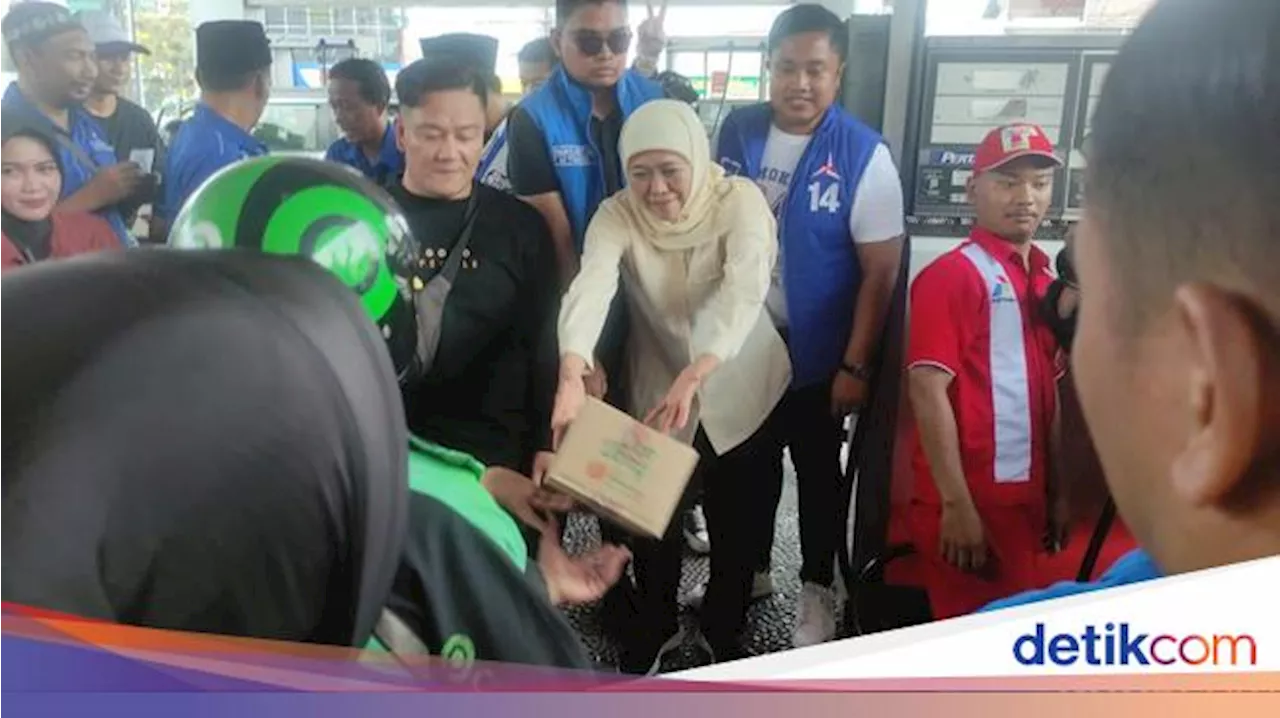 Semringah Ratusan Ojol di Sidoarjo Dapat BBM Gratis dari Khofifah