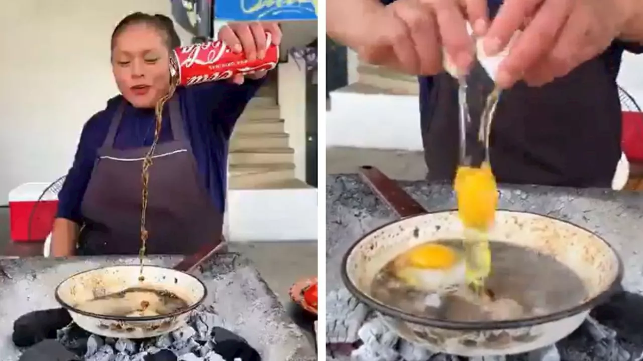 Vendedora se vuelve viral por su receta de huevos revueltos con Coca-Cola