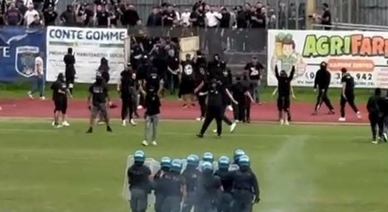 Cassino, follia allo Stadio: caccia ai tifosi violenti