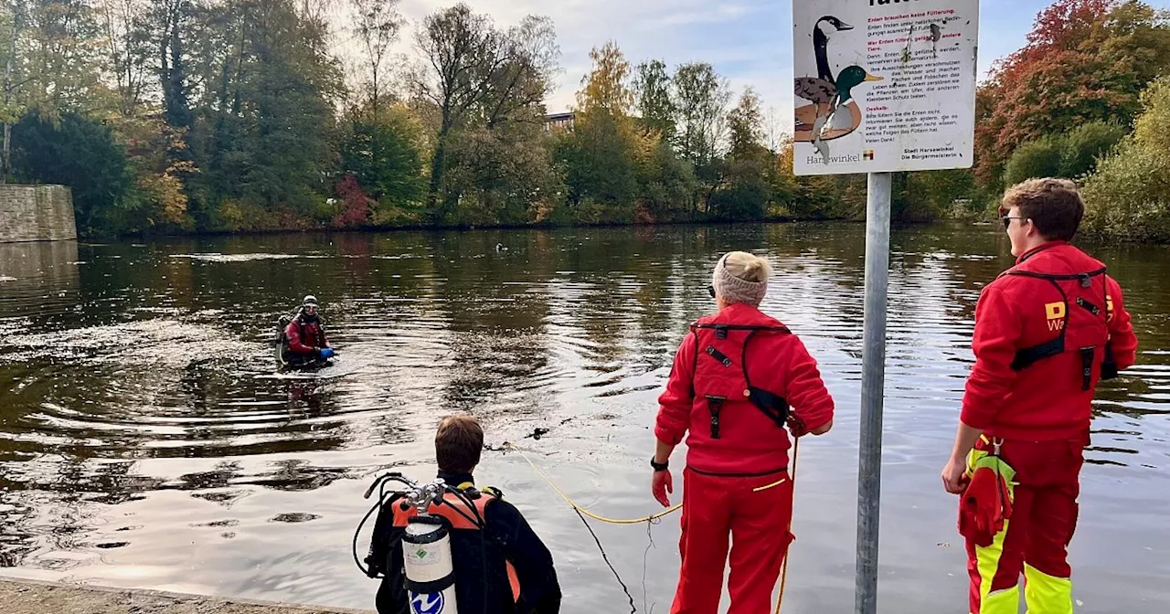 Taucher inspizieren stundenlang Teich im Kreis Gütersloh – das steckt hinter dem Einsatz