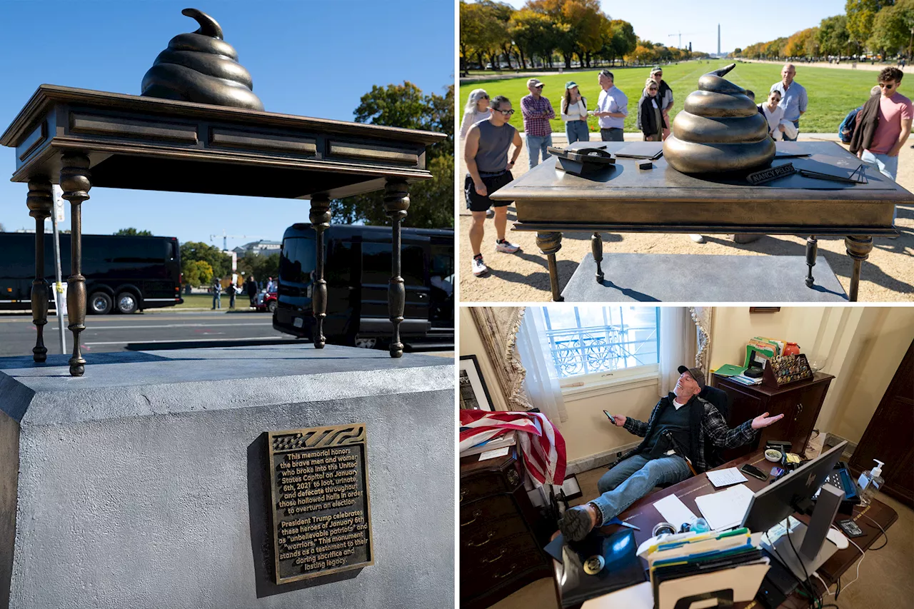 Poop statue overlooking Capitol creating quite the stink