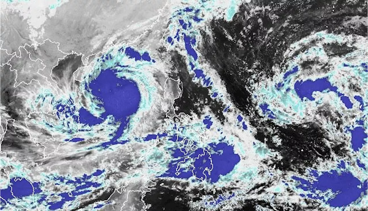 Trough of Severe Tropical Storm Kristine causing scattered rain