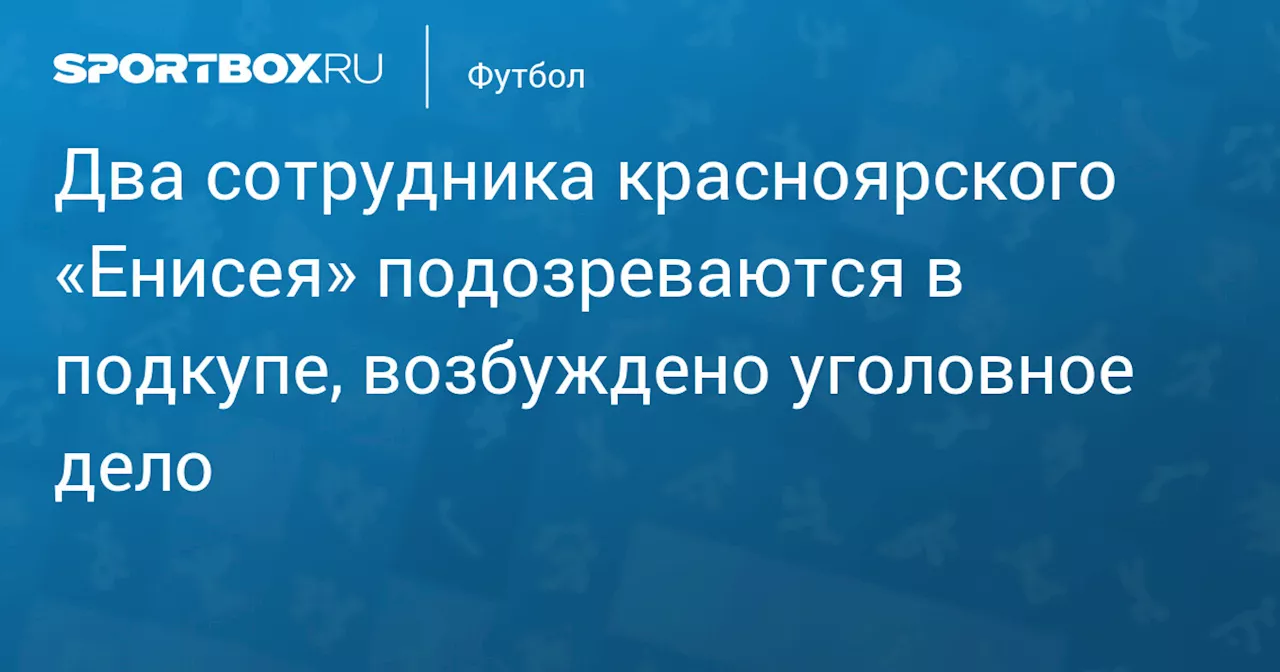 Два сотрудника красноярского «Енисея» подозреваются в подкупе, возбуждено уголовное дело