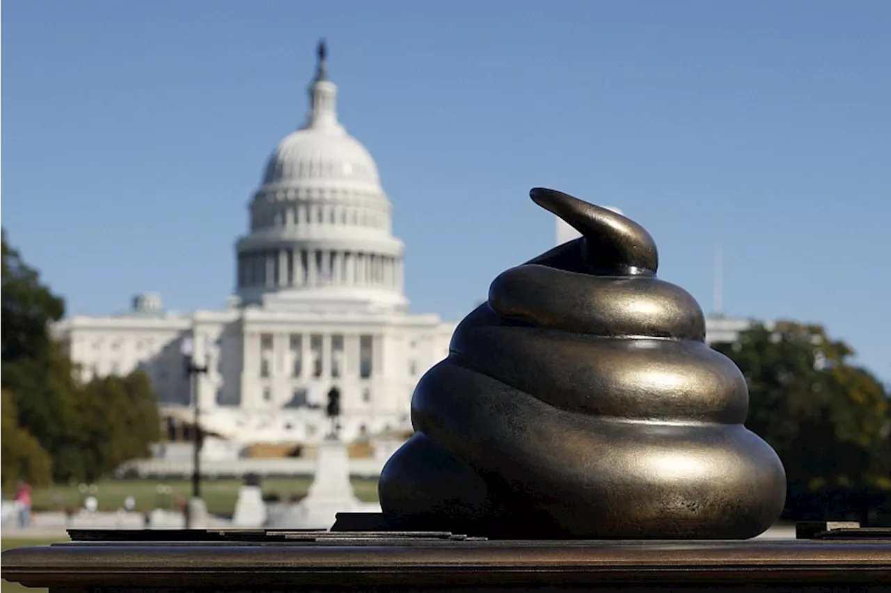 Satirical poop-emoji statue near US Capitol evokes stain of Jan 6 riot