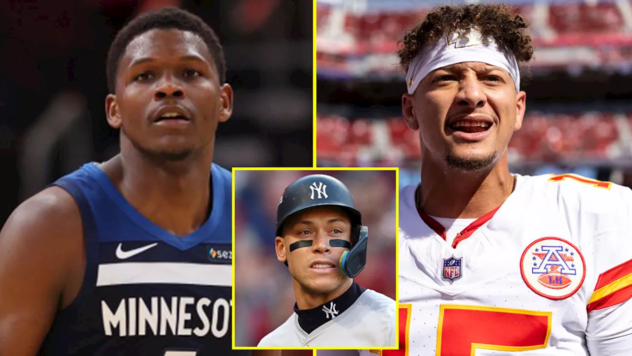 17 touchdowns, 7 home runs, 18 points per game – Aaron Judge might edge out Mahomes and Edwards as high s...