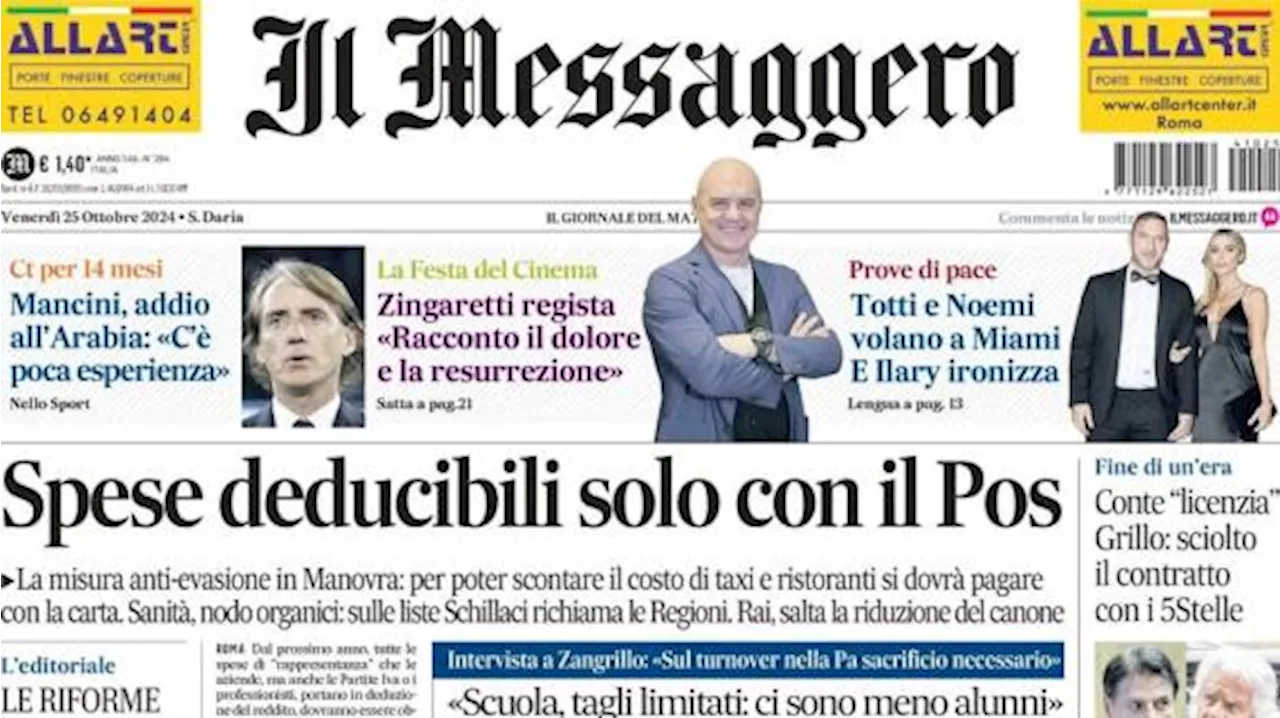 Il Messaggero: 'La Roma rivede la luce in Europa, la Lazio fa l'en plein'