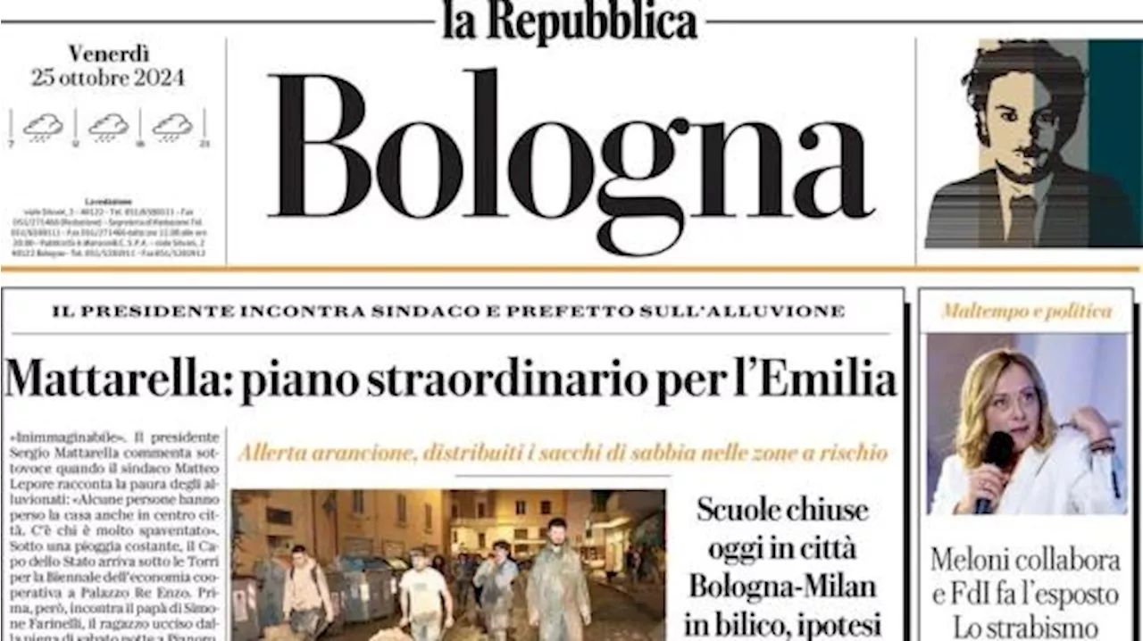 La Repubblica (Bologna) su Bologna-Milan: 'Match in bilico, ipotesi campo neutro'