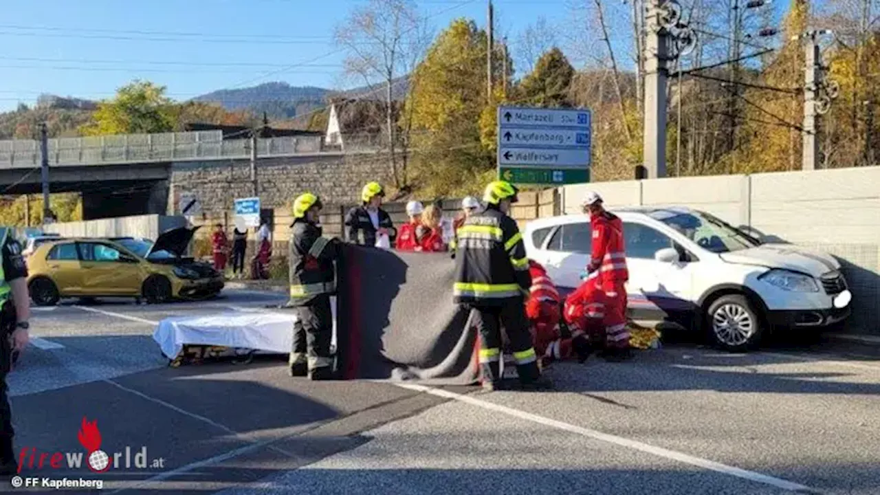 Stmk: Kreuzungsunfall in Kapfenberg fordert mehrere Verletzte