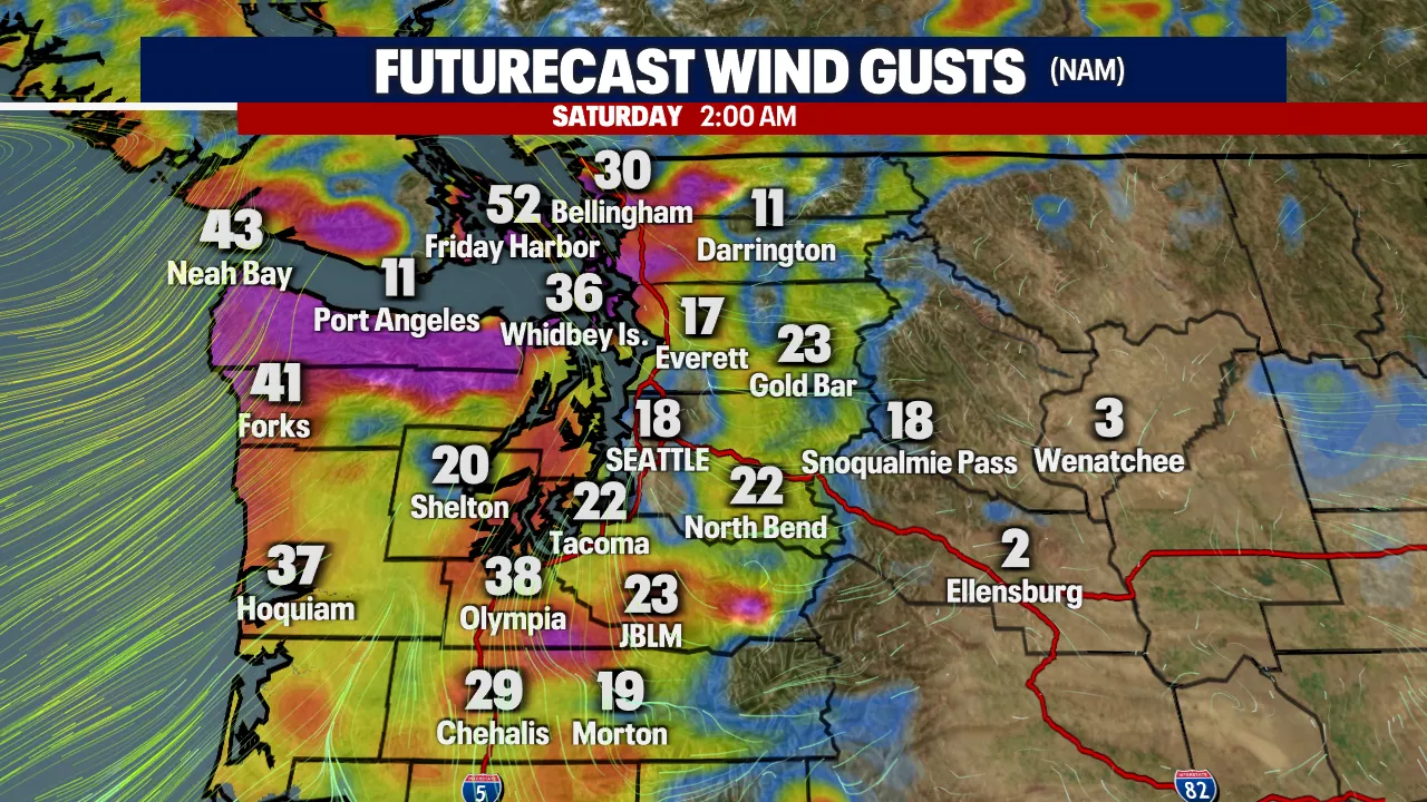 Seattle weather: Wet and windy start to the weekend