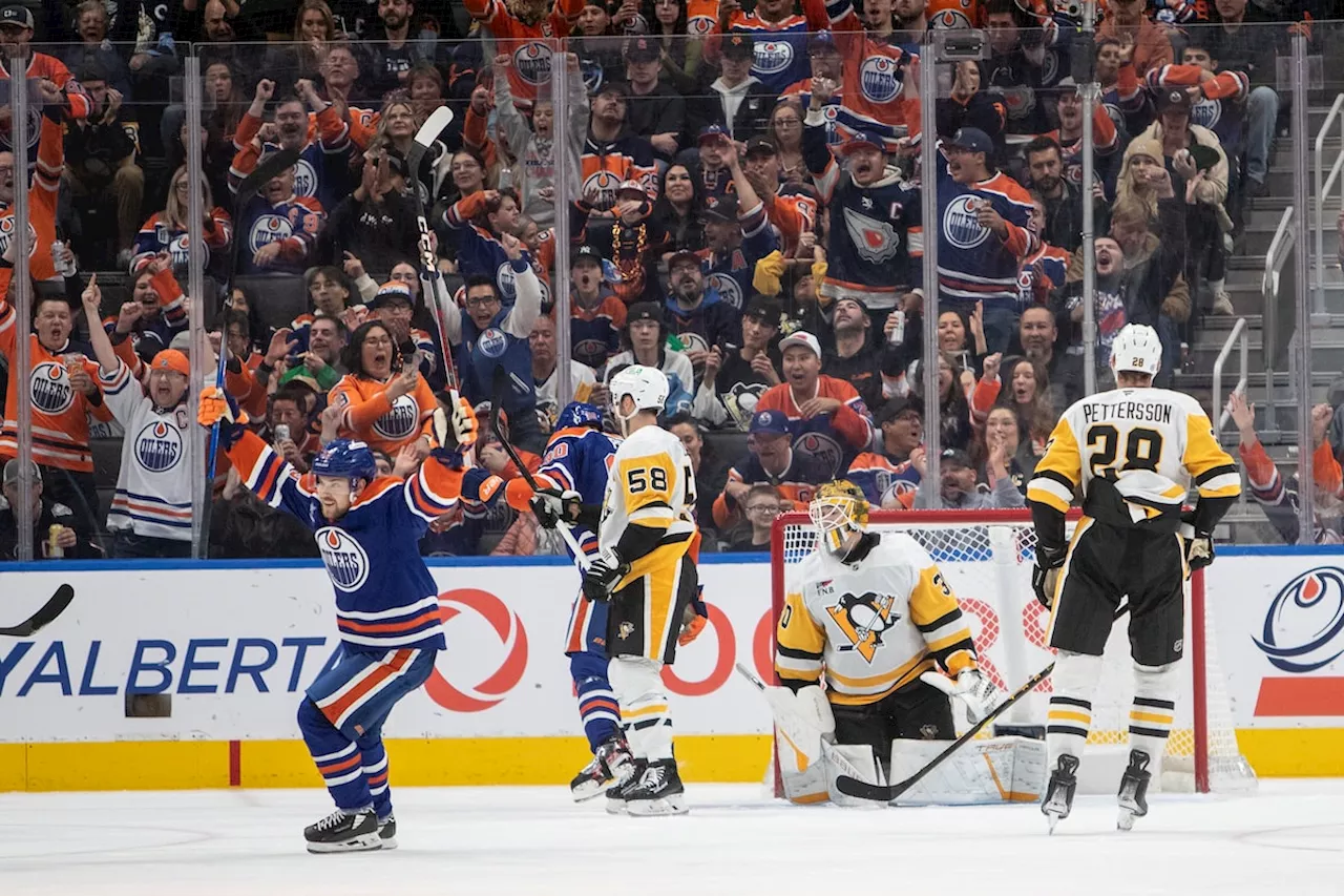 Arvidsson outshines superstars in Oilers’ 4-0 win over Penguins