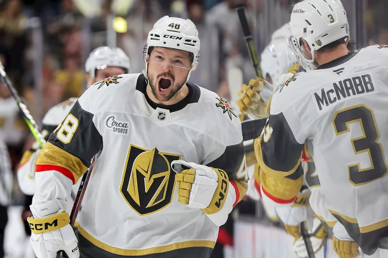 Hertl and Kolesar score late, lift Golden Knights to 6-4 win over Senators