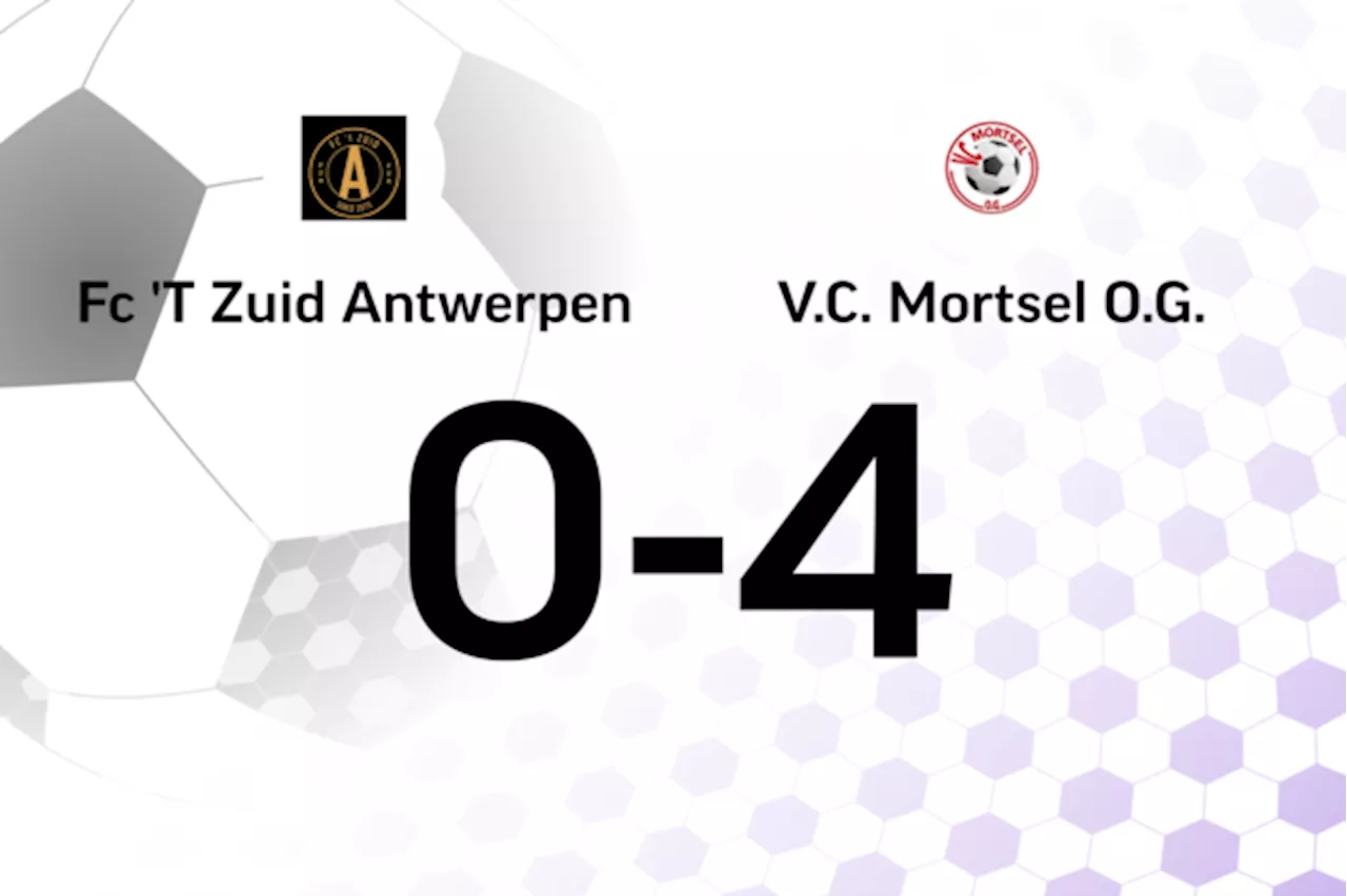 Vier opeenvolgende overwinningen voor Mortsel OG B na 0-4 winst tegen FC 'T Zuid Antwerpen