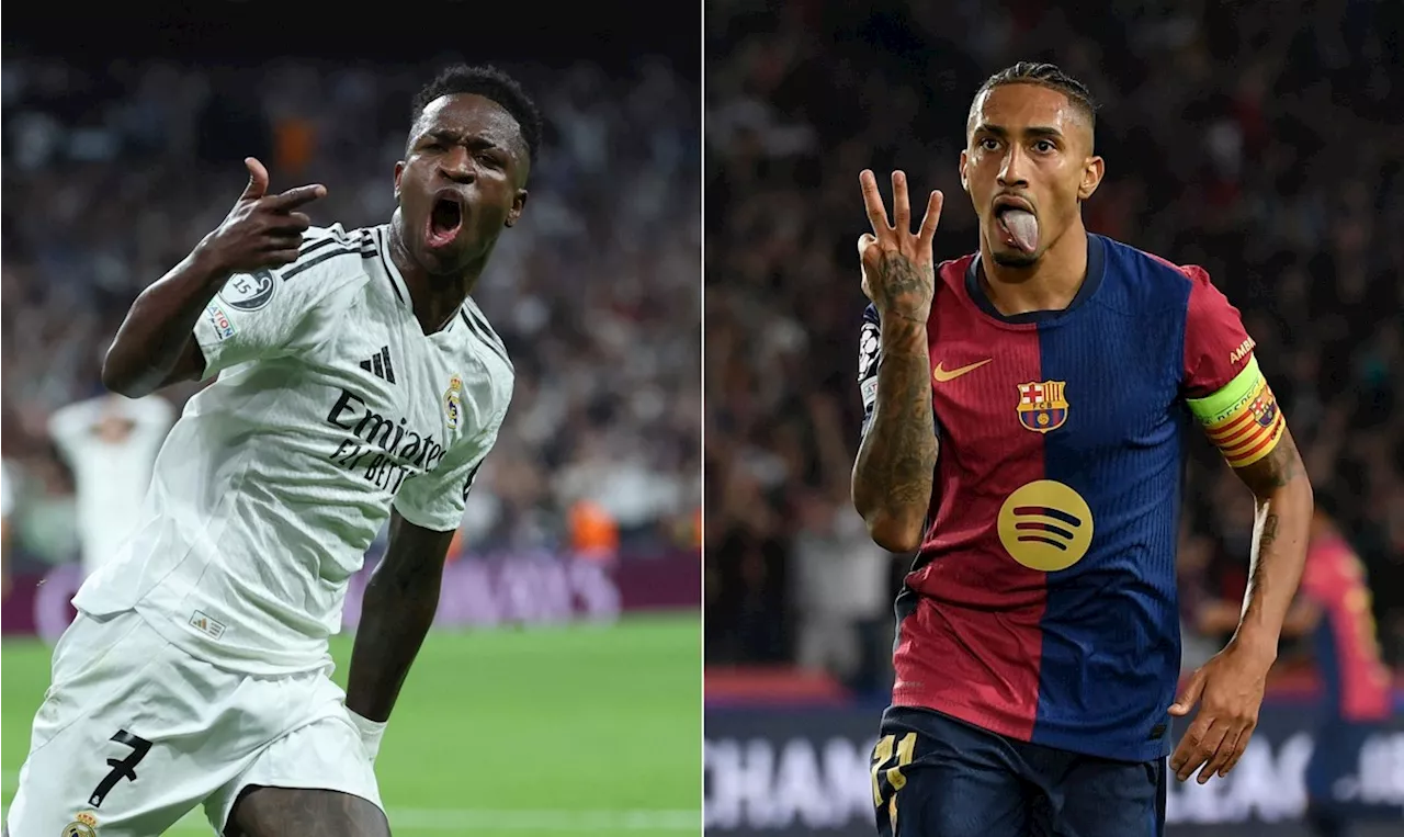 Real Madrid x Barcelona tem promessa de duelo entre Vini Jr e Raphinha; quem começou melhor a temporada?