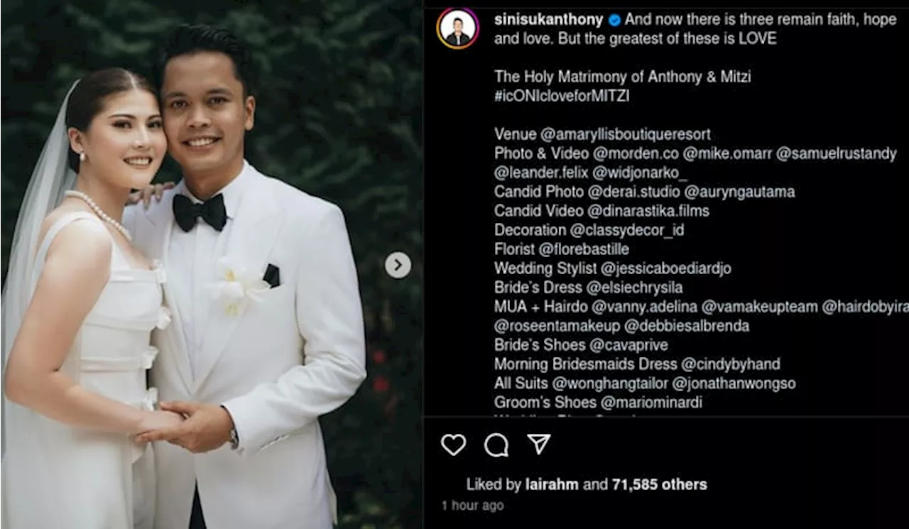 Atlet Bulu Tangkis Anthony Ginting Resmi Menikah dengan Mitzi Abigail