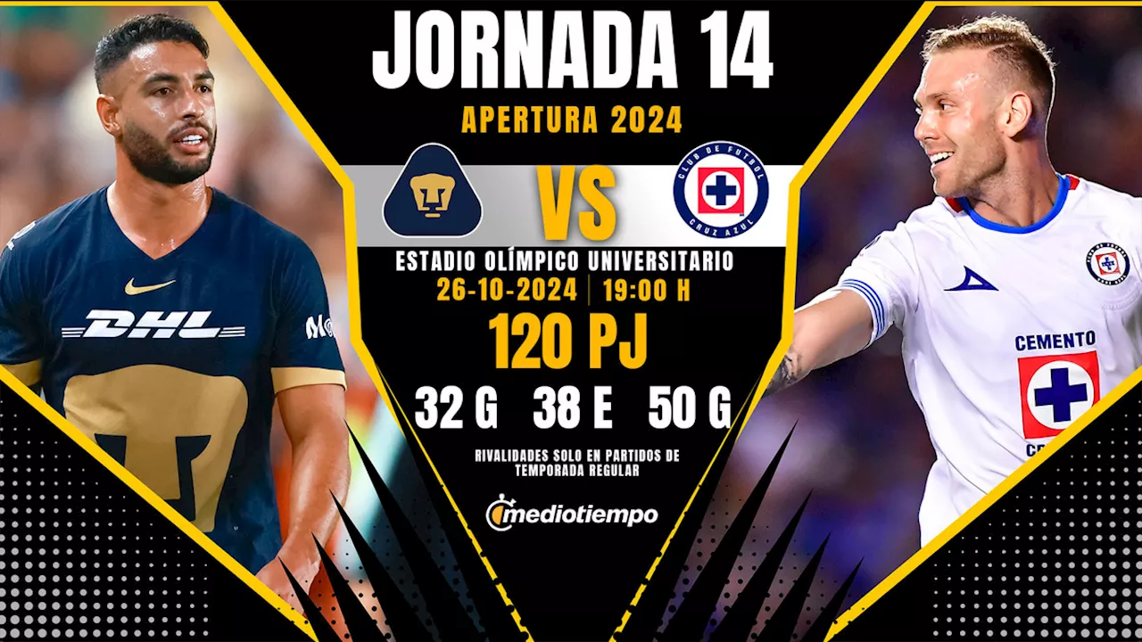 ¿A qué HORA juega Pumas vs. Cruz Azul? Dónde VER partido hoy en Apertura 2024